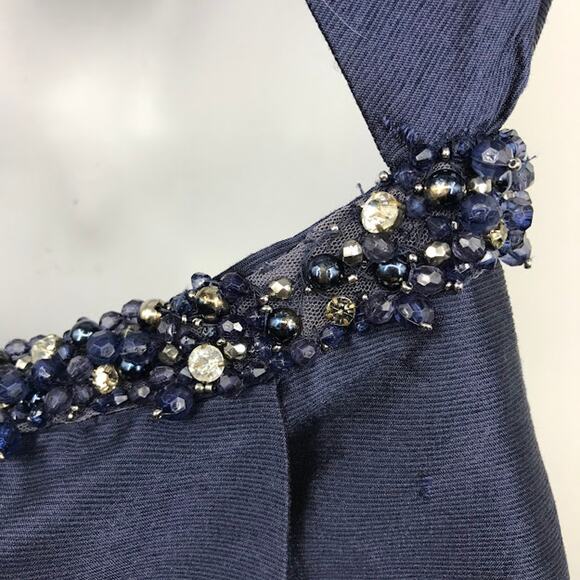 ML Monique Lhuillier Jadore Gown 4 Cross Back Beaded Waist Sleeveless Pockets - Picture 7 of 7